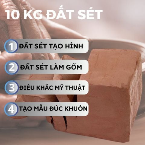  10KG Đất Sét Làm Gốm, Đất Sét Mỹ Thuật Tự Khô Cứng Nặn Trang Trí Theo Ý Muốn 