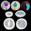 4PCS Silicone Pendant Mould Resin Carved Jade Lotus Flower Jewelry Making Tools