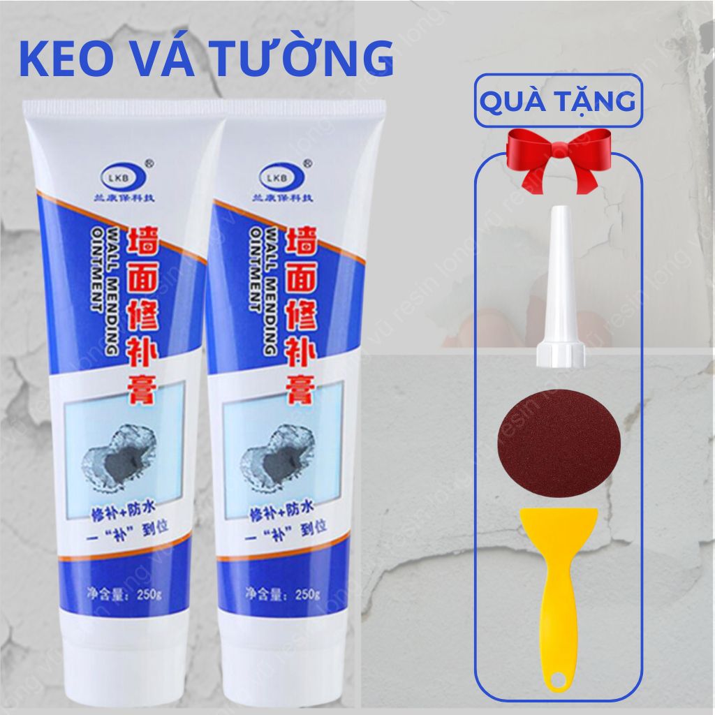 COMBO 3 TUÝT Keo Vá Tường Chống Thấm, Trám Trét Vết Nứt Khe Hở Tường, Chống Mốc Ẩm Làm Tường Trắng Sáng - Tuýp 250g