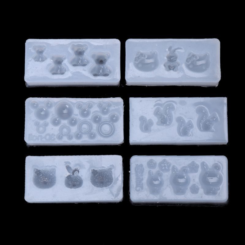Bộ 6 Khuôn Silicone Tạo Hình Động Vật 3D Dùng Để Trang Trí Resin Handmade
