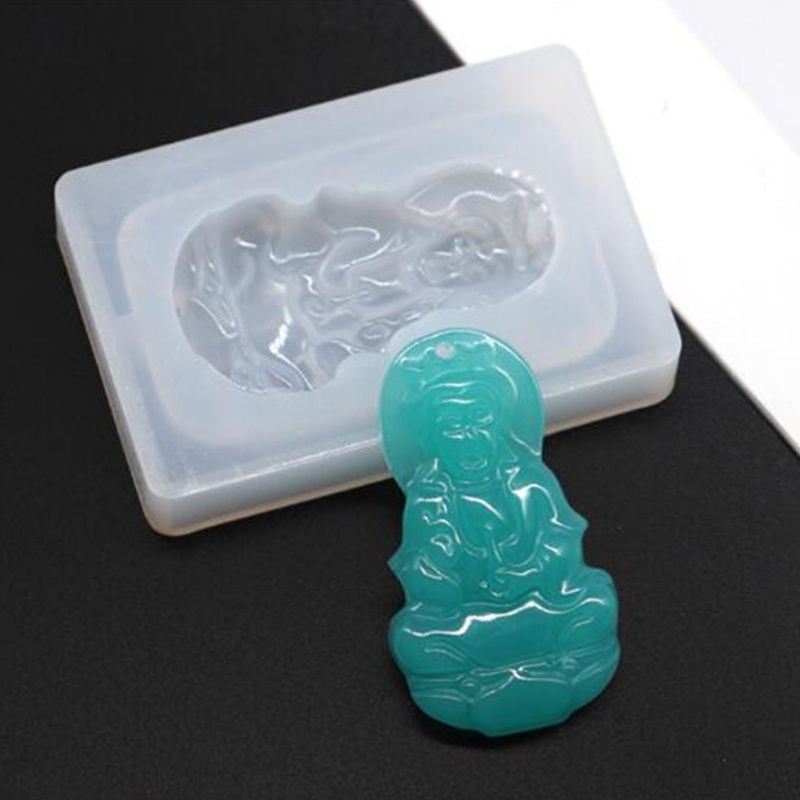 Bộ 4 Khuôn Silicone Làm Mặt Vòng cổ Hình Tượng Phật Làm Resin Handmade