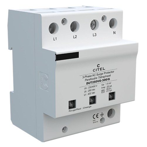  Cắt xung đột biến 3 pha 4P(3L+N), Type 1+2+3, 25kA/100kA DUT250VG-300/G 