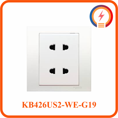  Bộ Ổ Cắm Đôi 2 Chấu 10A ( KB426US2_WE_G19 / KB426US2_AS_G19 ) Vivace Schneider 