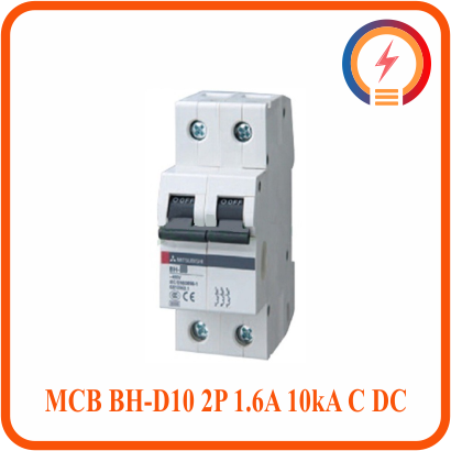  Cầu Dao Tự Động Một Chiều MCB BH-D10 2P 1.6A 10kA C DC Mitsubishi 