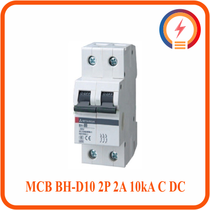  Cầu Dao Tự Động Một Chiều MCB BH-D10 2P 2A 10kA C DC Mitsubishi 