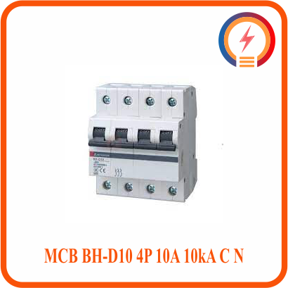  MCB BH-D10 4P 10A 10kA C N Mitsubishi 