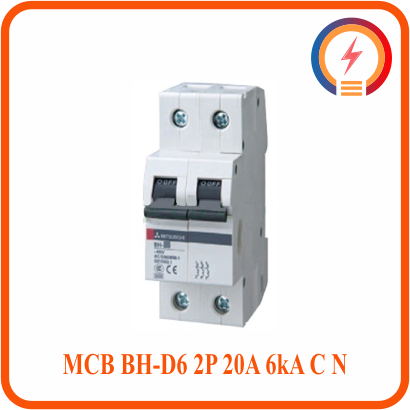  Cầu Dao Tự Động MCB BH-D6 2P 20A 6kA C N Mitsubishi 