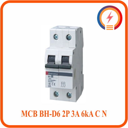  Cầu Dao Tự Động MCB BH-D6 2P 3A 6kA C N Mitsubishi 