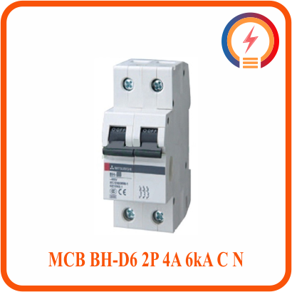  Cầu Dao Tự Động MCB BH-D6 2P 4A 6kA C N Mitsubishi 