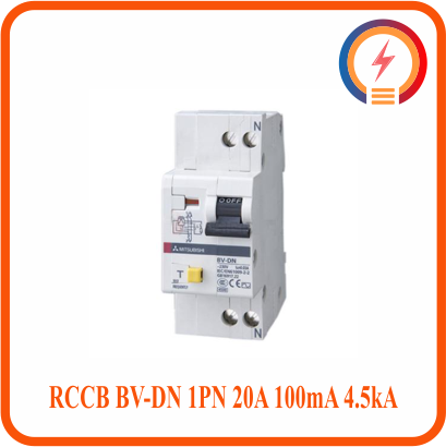  RCCB BV-DN 1PN 20A 100mA 4.5kA Mitsubishi 