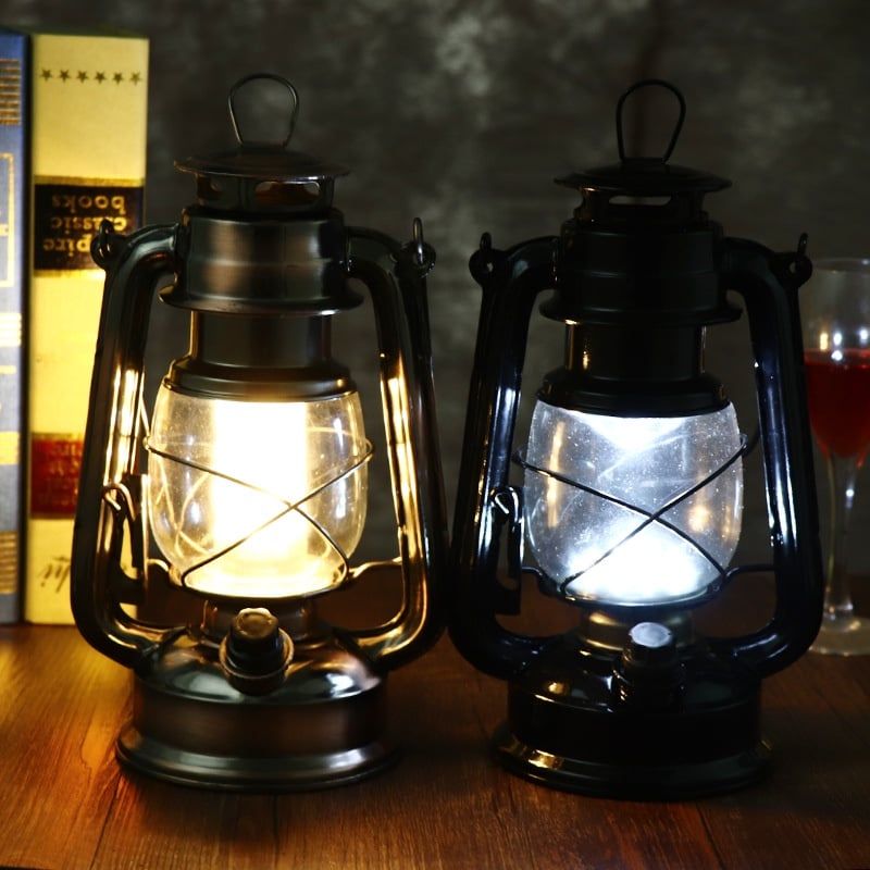  Đèn măng xông LED Vintage du lịch dã ngoại - Sáng vàng ấm áp 