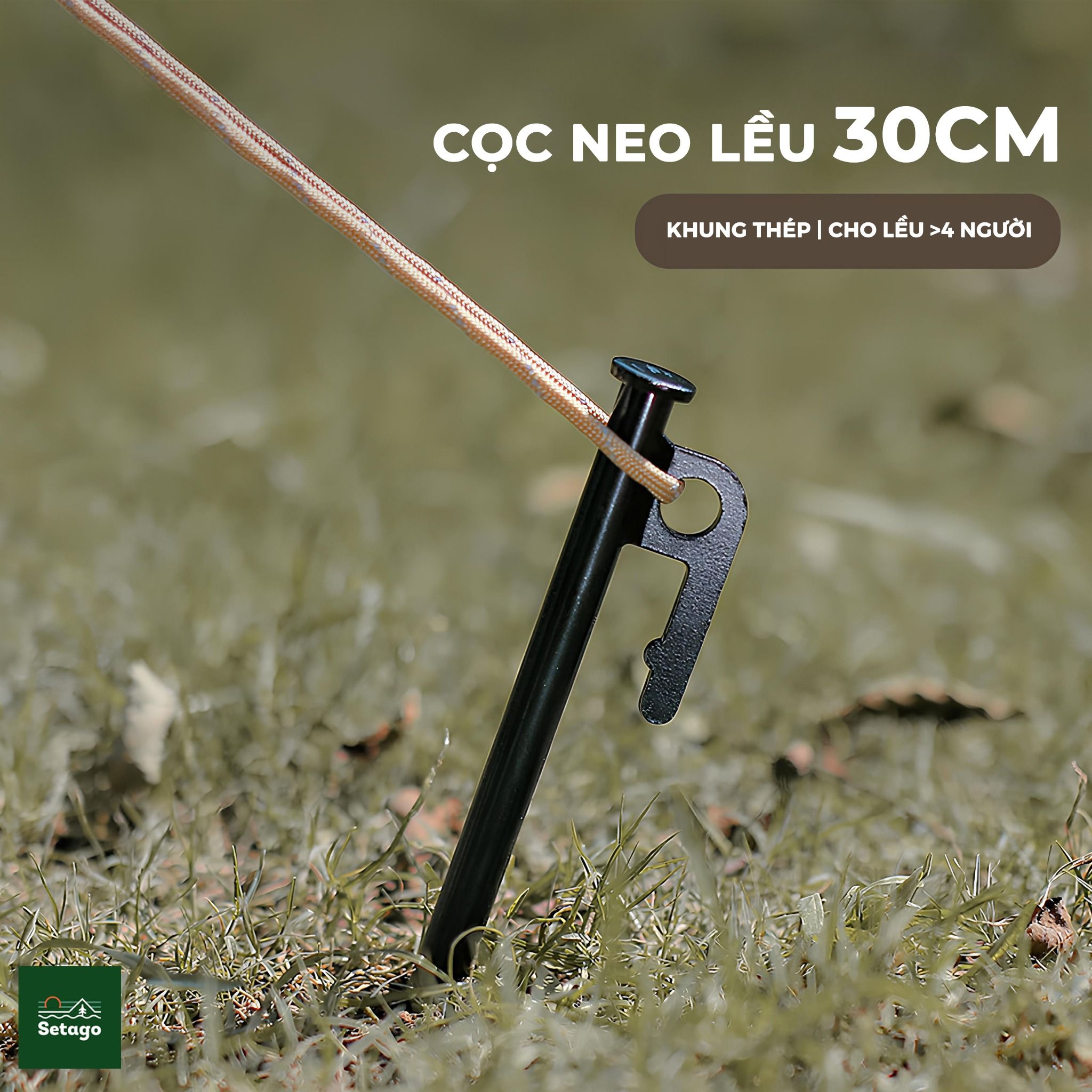  Đinh Cắm Trại, Cọc Neo Lều chuyên dụng loại 30cm màu đen - Đầu bo tròn dùng cho cắm trại, an toàn và bền bỉ, cắm siêu chắc 