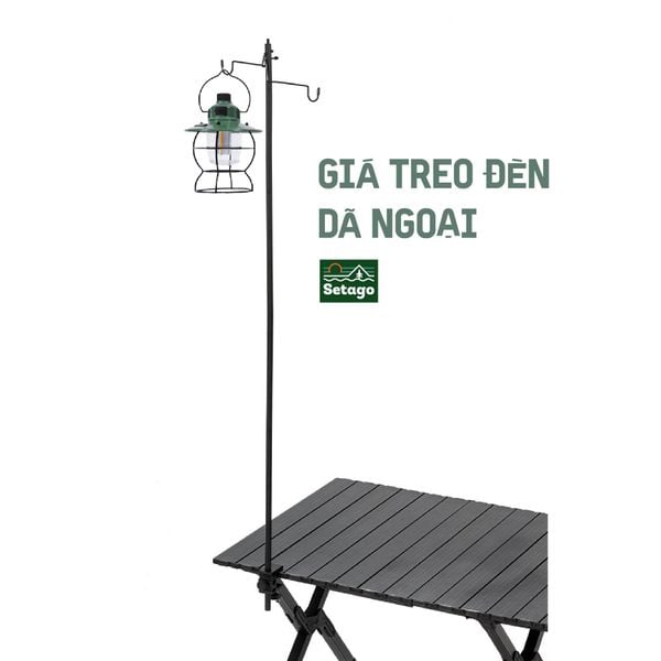  Cột treo đèn cắm trại bằng hợp kim nhôm, có thể cắm xuống đất hoặc kẹp vào mặt phẳng, cạnh bàn 