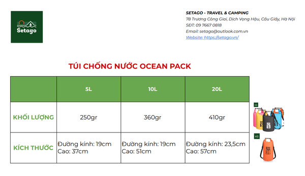  Balo chống nước Ocean Pack - Bảo vệ laptop, điện thoại, đồ điện tử không sợ ướt, ngấm nước khi đi mưa, đi biển 