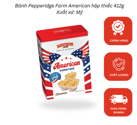  Bánh Pepperidge Farm American Signature Chessmen – hộp thiếc 412g 