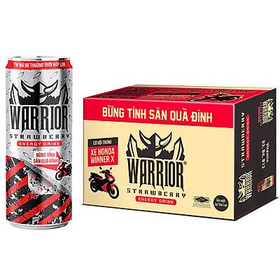 Thùng nước tăng lực Warrior vị dâu lon ( 325ml/24 lon)