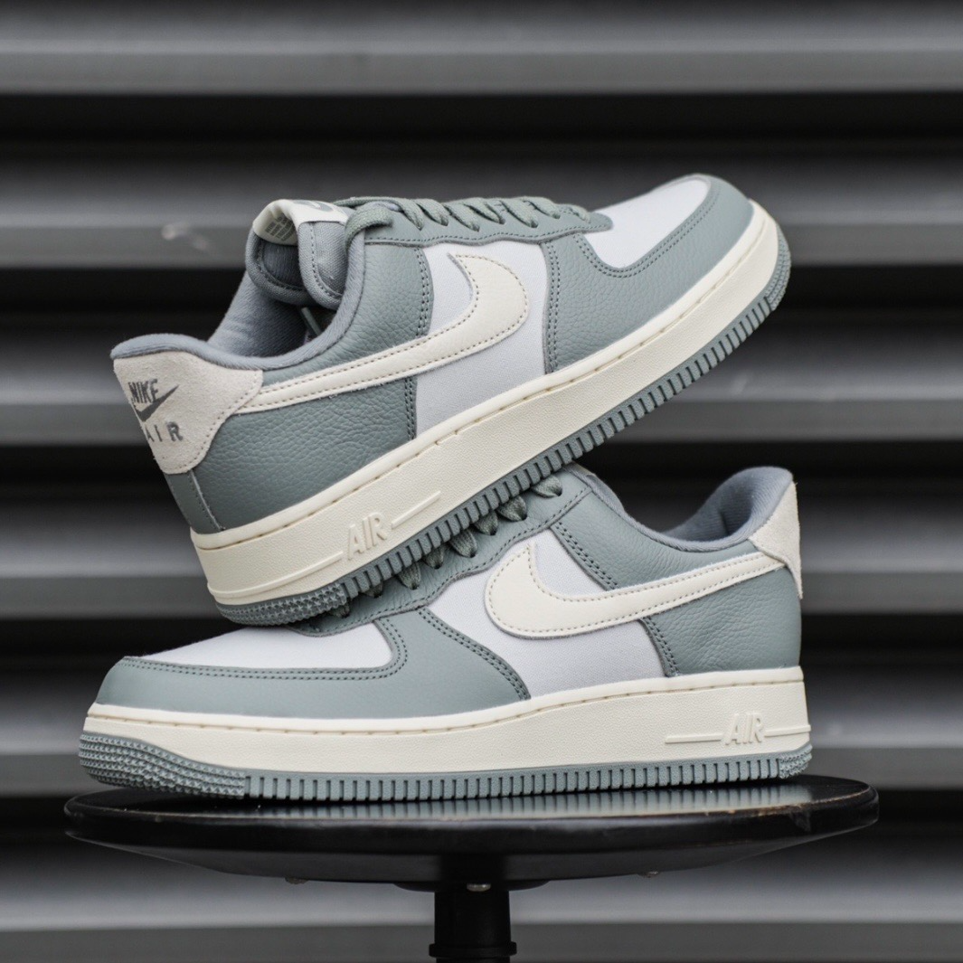 nike air force 1 light bone black mica green