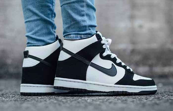 nike dunk white black high