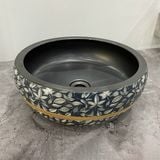 Chậu Dương Đặt Bàn Họa Tiết Lá Xanh Than CH_GXANH