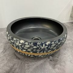 Chậu Dương Đặt Bàn Họa Tiết Lá Xanh Than CH_GXANH