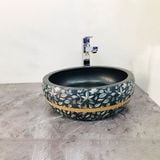 Chậu Dương Đặt Bàn Họa Tiết Lá Xanh Than CH_GXANH