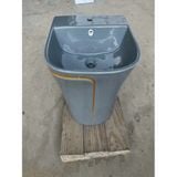Chậu Lavabo Treo Liền Chân Ghi Viền Vàng CH_GT1