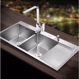 Chậu Rửa Bát 2 Hố Cân Có Bàn Inox 304 - C _10048A