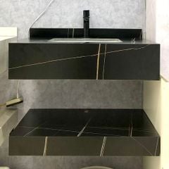 Chậu Lavabo Âm Bàn Đá 2 Tầng Màu Đen