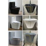 Chậu Lavabo Treo Liền Chân Viền Vàng CH_ĐT1