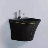 Chậu Lavabo Treo Liền Chân Viền Vàng CH_ĐT1