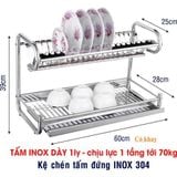 Kệ Bát Đĩa 2 Tầng Đứng, Inox 304 - KBD02