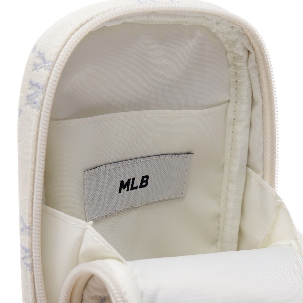 Túi MLB Chính Hãng - Họa Tiết Diamond Monogram - Thiết Kế Túi Điện Thoại - Logo NY - Màu Trắng Ngà