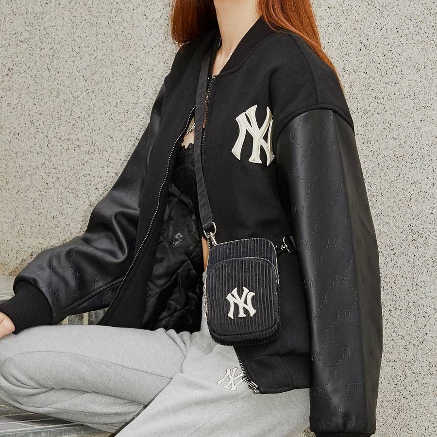 Túi Đeo Chéo Mini MLB Corduroy New York Yankees Black