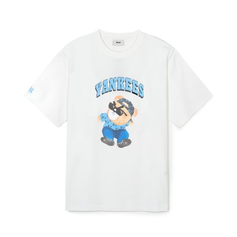 Áo Thun MLB Korea Summer Mega Bear Overfit Short Sleeve T-Shirt New York Yankees Ivory 3ATSE0143-50IVS
