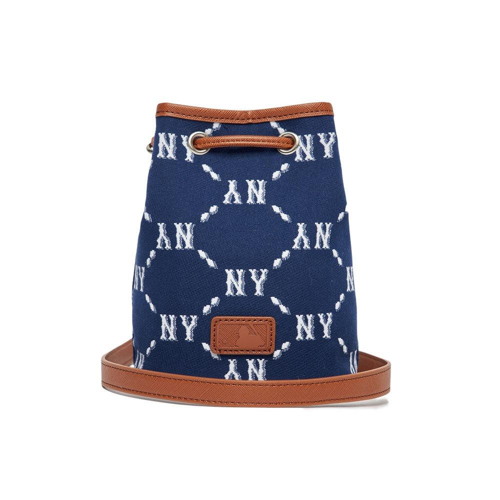 Túi MLB Chính Hãng - Họa Tiết Monogram - Thiết Kế Túi Rút - Logo NY - Màu Navy