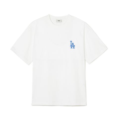 Áo Thun MLB Korea Denim Like Monogram Big Lux Overfit Short Sleeve T-Shirt LA Dodgers White 3ATSM0643-07WHS