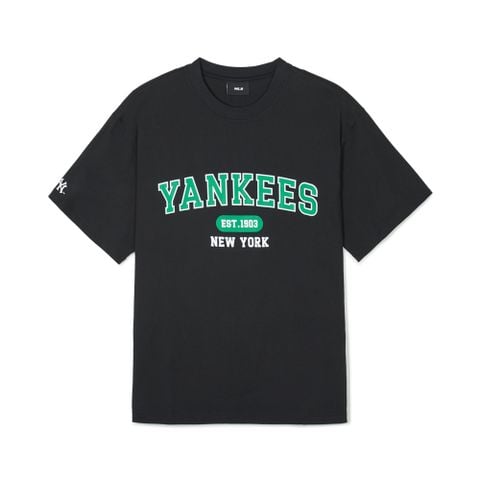 Áo Thun MLB Korea Varsity Overfit Short Sleeve T-Shirt New York Yankees Black 3ATSV0243-50BKS
