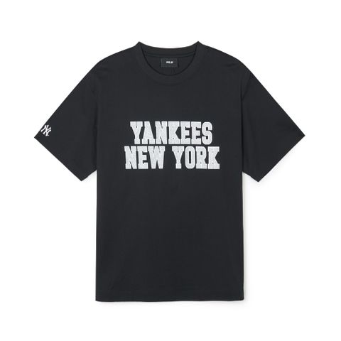 Áo Thun MLB Korea Premium Varsity Overfit Short Sleeve T-Shirt New York Yankees Black 3ATSV0643-50BKS