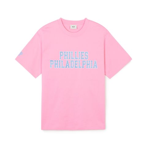 Áo Thun MLB Korea Premium Varsity Overfit Short Sleeve T-Shirt Philadelphia Phillies Pink 3ATSV0643-10PKN