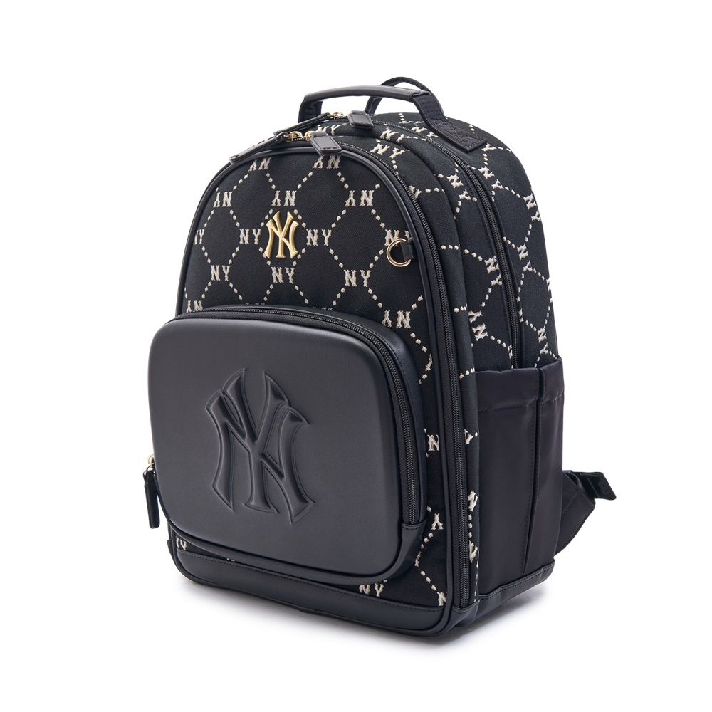 Balo MLB Chính Hãng - Họa Tiết Diamond Monogram - Logo NY Yankees - Màu Đen