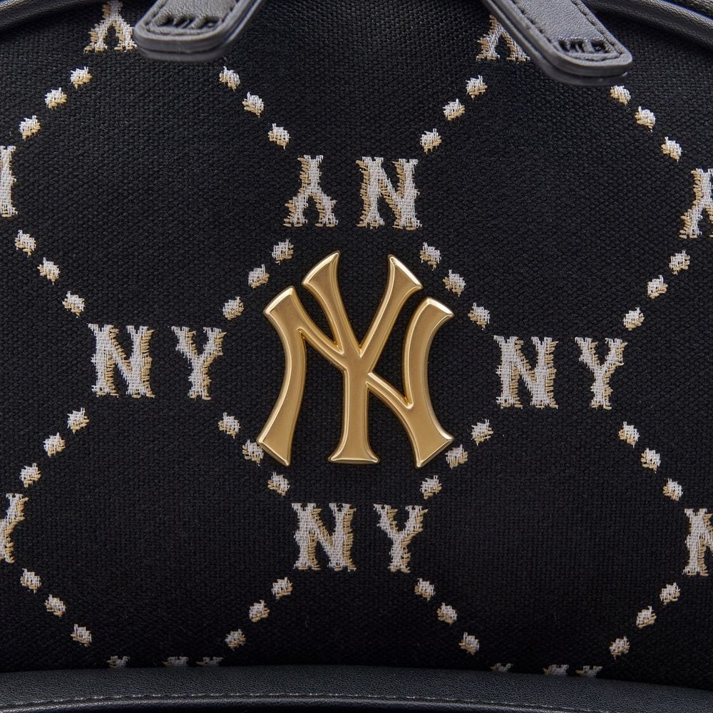 Balo MLB Chính Hãng - Họa Tiết Diamond Monogram - Logo NY Yankees - Màu Đen