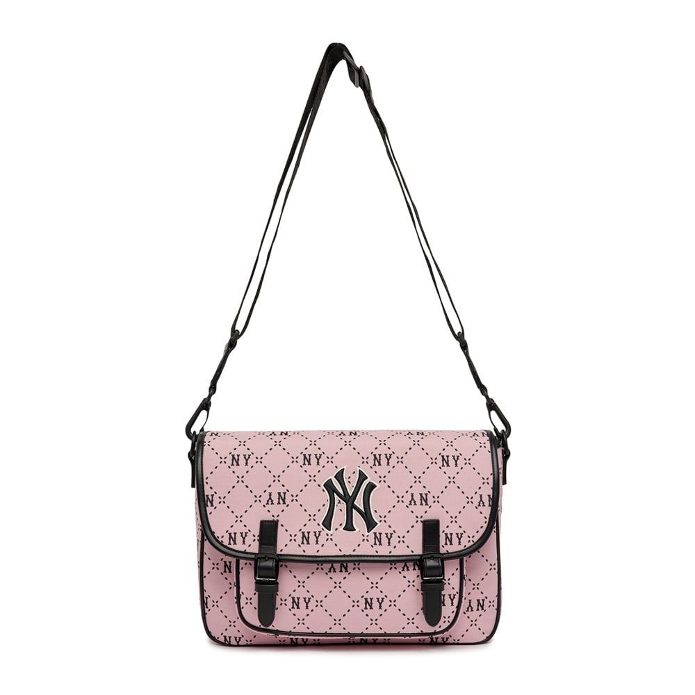 Balo MLB Chính Hãng - Họa Tiết Diamond Monogram - Thiết Kế Cặp Sách Trẻ Em - Logo NY - Màu Hồng