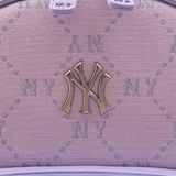 Balo MLB Chính Hãng - Họa Tiết Diamond Monogram - Logo NY Yankees - Màu Hồng