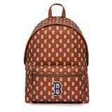 Balo MLB Chính Hãng - Họa Tiết Monogram - Logo Boston - Màu Nâu