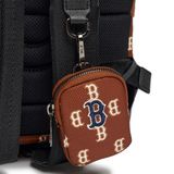 Balo MLB Chính Hãng - Họa Tiết Monogram - Logo Boston - Màu Nâu