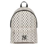 Balo MLB Chính Hãng - Họa Tiết Monogram - Logo Boston - Màu Kem