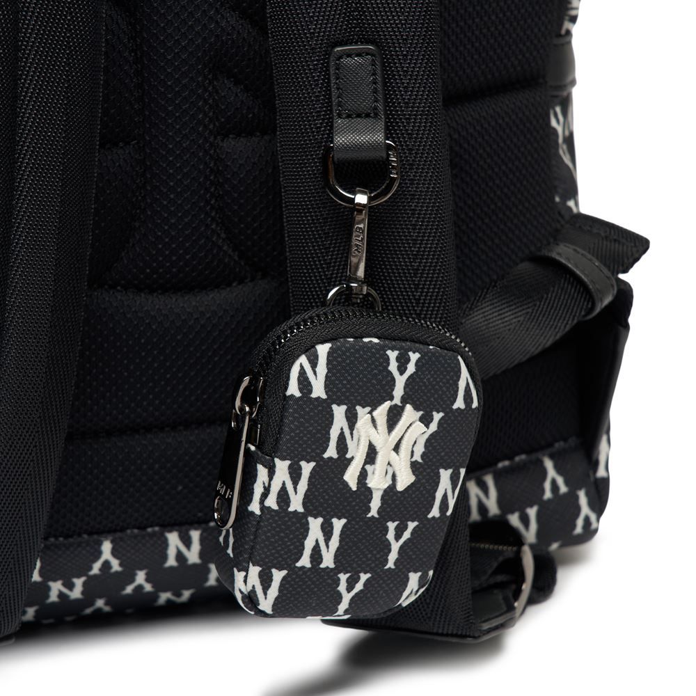 Balo MLB Chính Hãng - Họa Tiết Monogram - Logo NY - Màu Đen