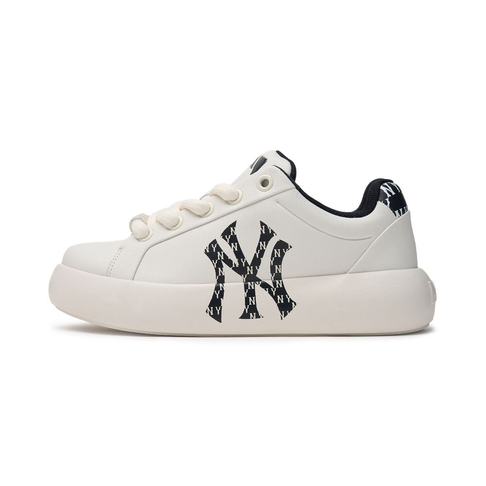 Giày MLB Chính Hãng - Họa Tiết Monogram - Dòng Chunky Classic Base Heel - Logo NY - Màu Đen