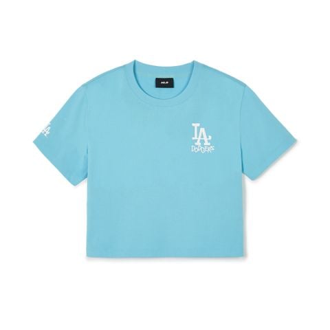 Áo Croptop MLB Korea Women_s Street Small Logo Croptop Short Sleeve T-Shirt LA Dodgers Blue 3FTSB1743-07ABS