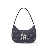 Túi MLB Chính Hãng - Họa Tiết Monogram - Thiết Kế Túi Kẹp Nách - Logo NY - Màu Chàm